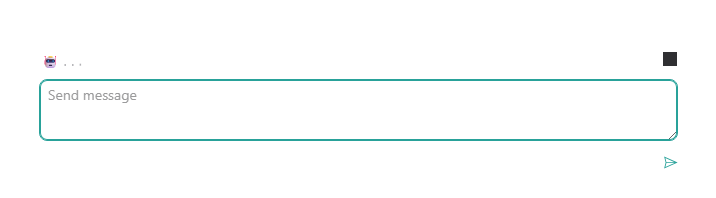 Status bar above the message box showing what the AI agent is doing, with the stop button