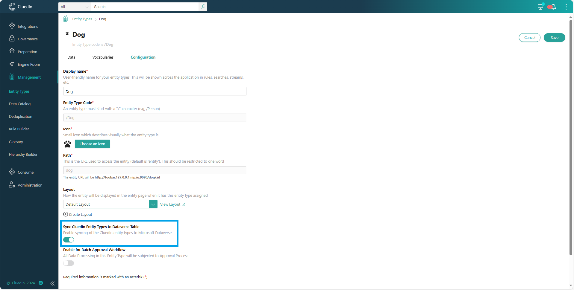 Sync Entity Types to Dataverse Tables