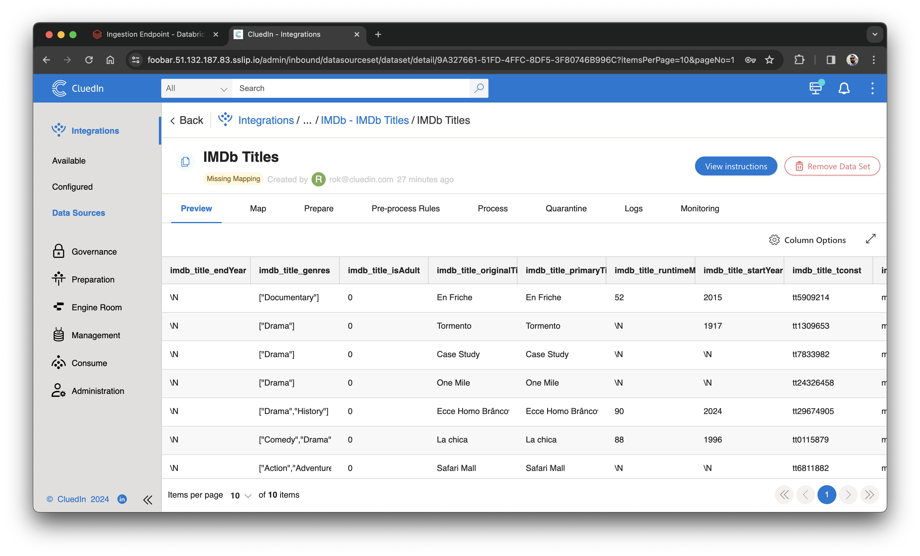 Ingestion Endpoint Preview