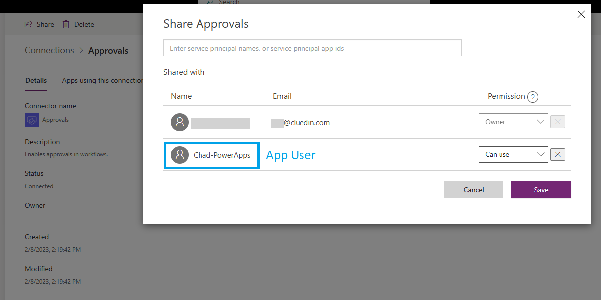 Share Approval Connection